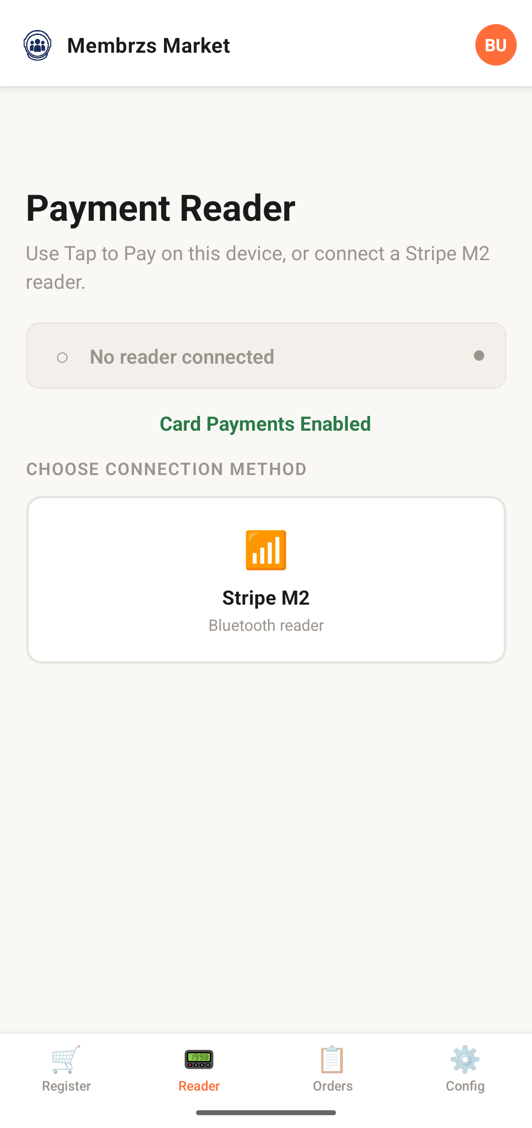 Payment reader view on Android
